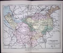 County Of Cheshire 1895 Antique Victorian Coloured Map.