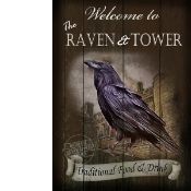 Raven And Tower Traditional Style Pub Sign Large Metal Wall Art