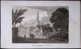 Oadby Village Leicestershire Antique 218 Years-Old Georgian Steel-Engraving-309