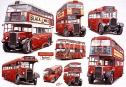 London Buses Pre-War C26 To The Modern Titan Montage Metal Wall Art