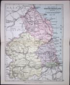 County of Northumberland 1895 Antique Victorian Coloured Map.