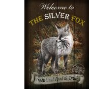 The Silver Fox Traditional Style Pub Sign Large Metal Wall Art