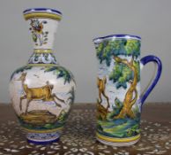 Mid-20th Century Spanish Talavera Pottery Vase and Jug
