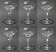 Set of 6 Elegant Vintage Crystal Champagne Saucers
