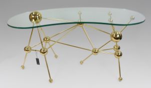 Eichholtz Kidney Shaped Glass Topped Atomic Design Table