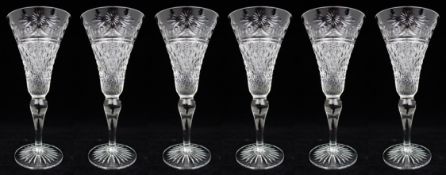 Set of 6 Fine Stuart Crystal Beaconsfield Cut Wine Glasses