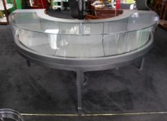 Georg Jensen Showroom Cabinet in Curved Glass and Ebonised Steel