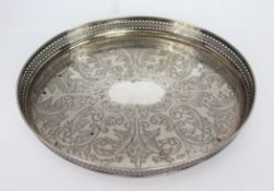 Small Silver Plated Cavalier Galleried Tray