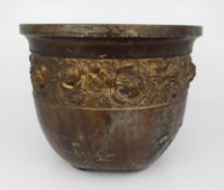 Chinese Gilt Bronze Cachepot with Floral Relief c.1880–1910