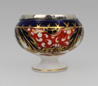 Royal Crown Derby Miniature Silver Topped Salt Vase c.1890
