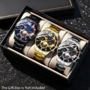 Set of 3 Pcs New Men's Stylish Business Quartz Watch