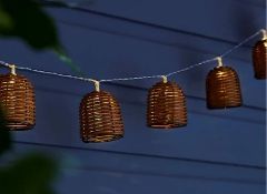 Zinc Solar Rattan Lantern Solar-Powered Warm White 10 LED Lights RRP £14.99 ea L13b