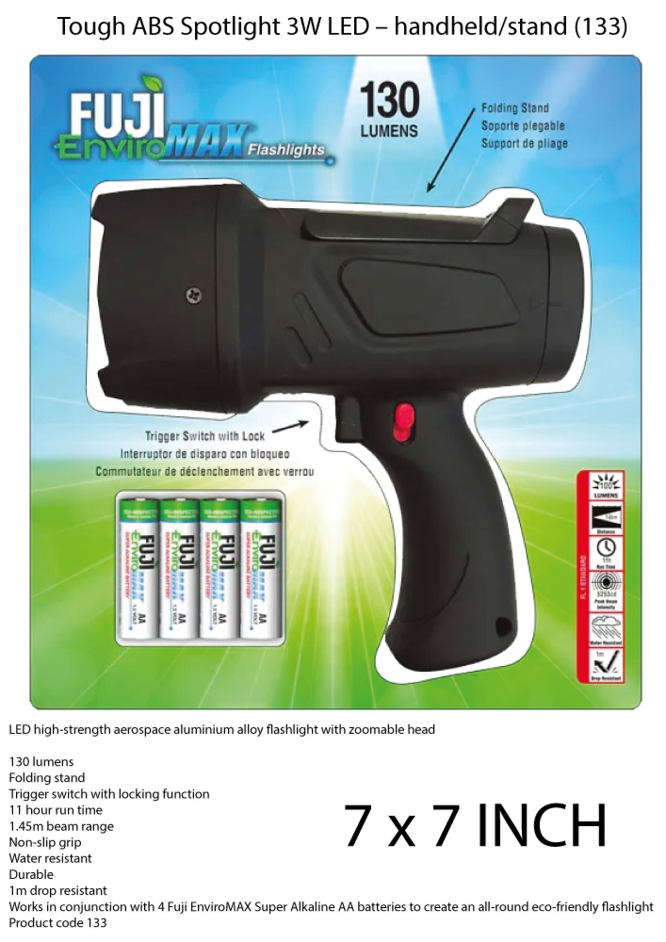 Fuji EnviroMax Spotlight, 130lm 3W LED RRP £19.99