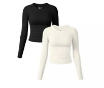 8 x Women's Tight T-Shirt Long Sleeve Ruched Tops Lb6