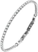25 x Stainless Steel Diamond-Cut Cubic Zirconia Tennis Bracelet 3mm 8 inches L14a
