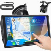 Portable Wireless CarPlay Android Auto Screen Car Stereo, 7