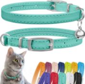 20 x Leather Cat Collars with Bell RRP £8.71 ea L13b