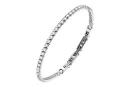 10 x Stainless Steel Diamond-Cut Cubic Zirconia Bracelet RRP £224.20 Lb46