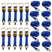 20Pcs Blue 50mm x 8mtr Ratchet Lashings Complete With Claw Hooks Complete Sets
