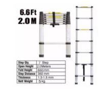 2.0M Aluminium Multi-Purpose Telescopic Ladder Extendable Indoor/Outdoor 6.6 FT Ladder Safety