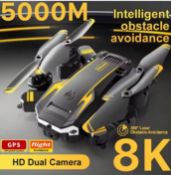 AeroGlow Yellow – Foldable Dual-Camera Drone With IR Obstacle Detection & Gesture Control