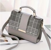 Checkered Women's Crossbody Bag - Fashionable Button Top Handle