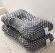 2 Pcs Soft Knitted Cotton Massage Neck Pillow – Sleep In Pure Comfort - Grey