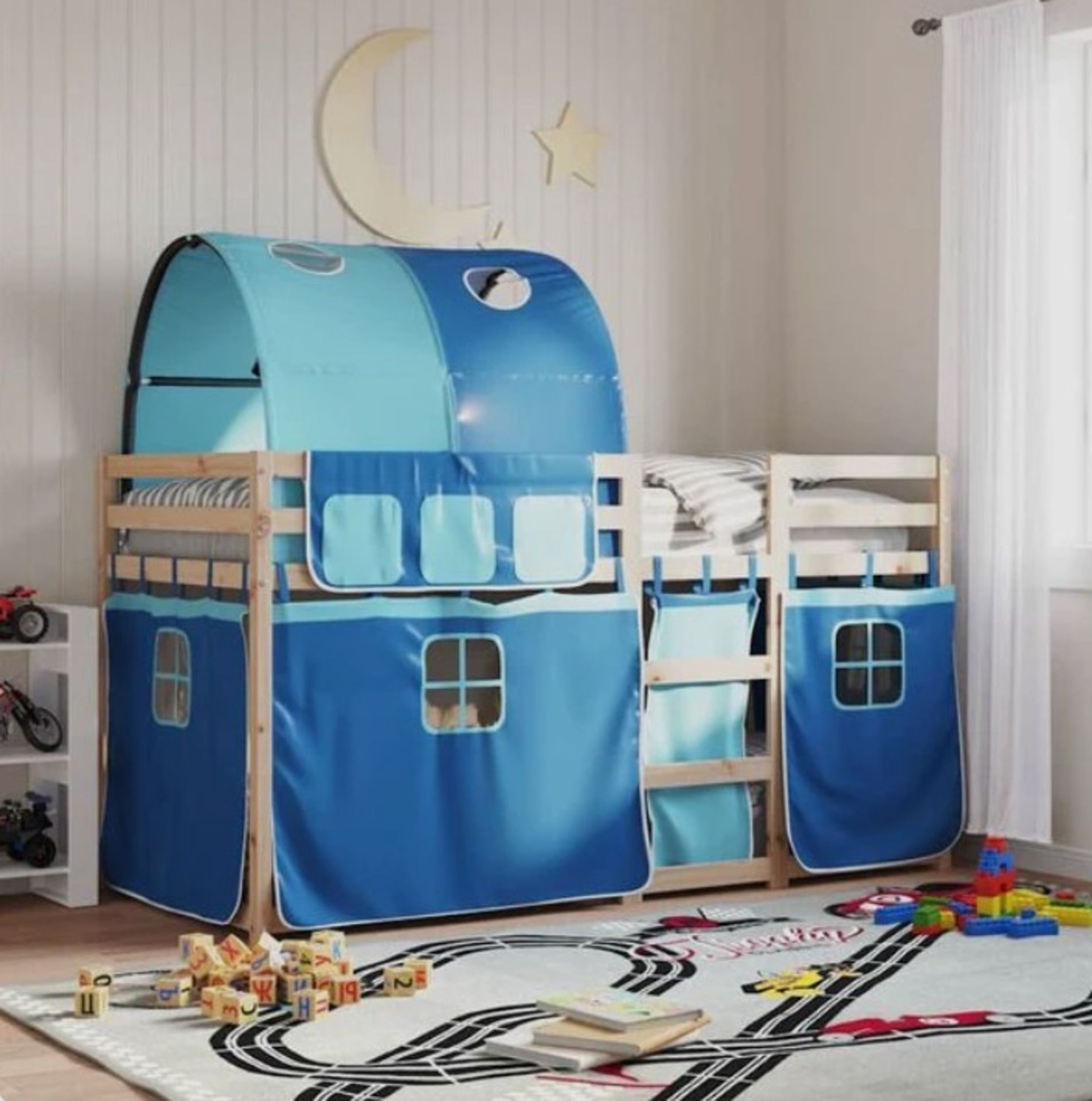 Bunk Bed Without Mattress Blue 90x190 cm Single Solid Wood Pine