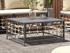 Brand New 70x70x34 cm Anthracite Poly Rattan Garden Table - Stylish Outdoor Furniture