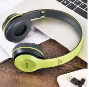 P47 Wireless Headphones Bluetooth 5.0 Earphones Foldable HIFI Stereo Bass For Music Green