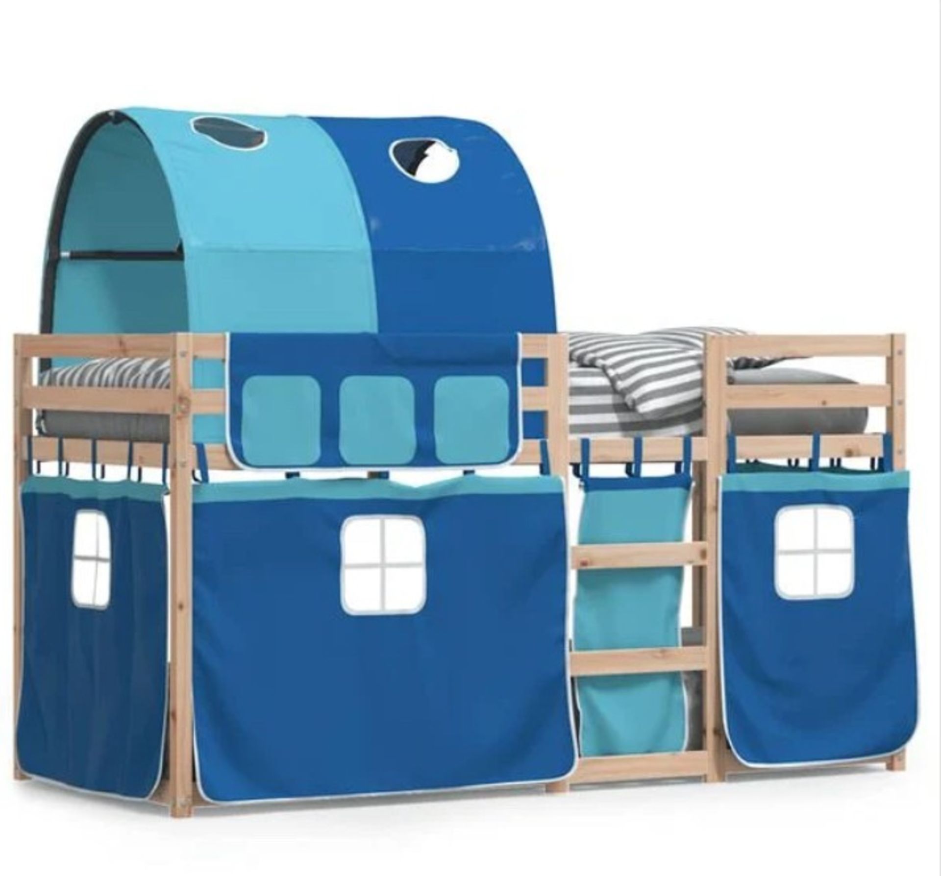 Bunk Bed Without Mattress Blue 90x190 cm Single Solid Wood Pine - Image 2 of 3