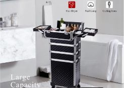 In-1 Rolling Makeup Trolley Case – Large Capacity Cosmetic Train Case With Detachable Compartment...