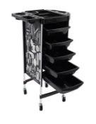 Professional 5-Drawer Hairdressing Trolley With Foldable Top – Salon, Barber, Or Spa Storage Cart