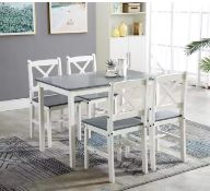 Classic Solid Wooden Dining Table and 4 Chairs Set Kitchen