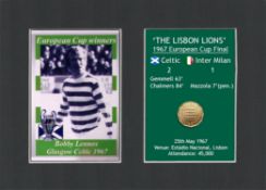 Bobby Lomax Celtic FC European Cup Mount & Original Half-Crown Coin Metal Art