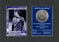 Derek Johnson Rangers FC Wins 1972 ECWC Mounted Card & Coin Metal Art Display