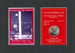 Charlton Scores His 2nd Manchester United 1968 European Cup Mounted Coin Metal Art
