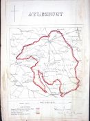 Aylesbury Buckingham Boundary Commission 157-Year-Old Coloured Antique Map.