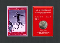 Kidd Scores The Third Manchester United 1968 European Cup Mounted Coin Metal Art