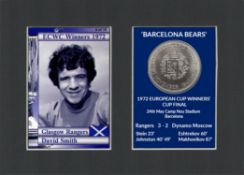 David Smith Rangers FC Wins 1972 ECWC Mounted Card & Coin Metal Art Display