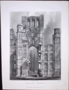 Kelso Abbey Scotland Antique 152 Years-Old Engraving-19