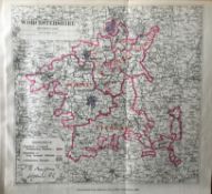 Antique 139 Years-Old Scarce Map Worcestershire 1885 Boundary Changes.