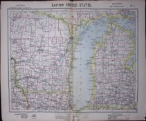 1883 Antique Letts Map United States Illinois, Wisconsin, Michigan, Chicago-1