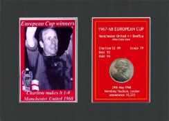 Charlton Makes It 1-0 Manchester United 1968 European Cup Mounted Coin Metal Art