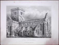 Iona Cathedral Argyll Scotland Antique 152 Years-Old Engraving-18