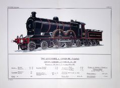 Lancashire & Yorkshire Railway Detailed Coloured Antique Book Plate.