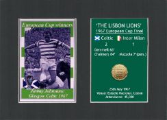 Jimmy Johnston Celtic FC European Cup Mount & Original Half-Crown Coin Metal Art