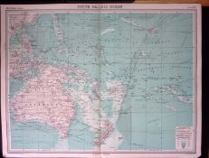 South Pacific Ocean Large Coloured Antique Map John Bartholomew