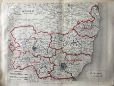 Antique 139 Years-Old Scarce Map County Suffolk 1885 Boundary Changes.