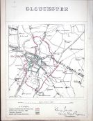 Gloucester City & District Wales Boundary Commission 157-Year-Old Antique Map.